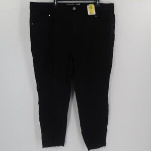 Terra & Sky Women's Plus Black High Rise Distressed Hem Jeans 2X (20W-22W) NWT